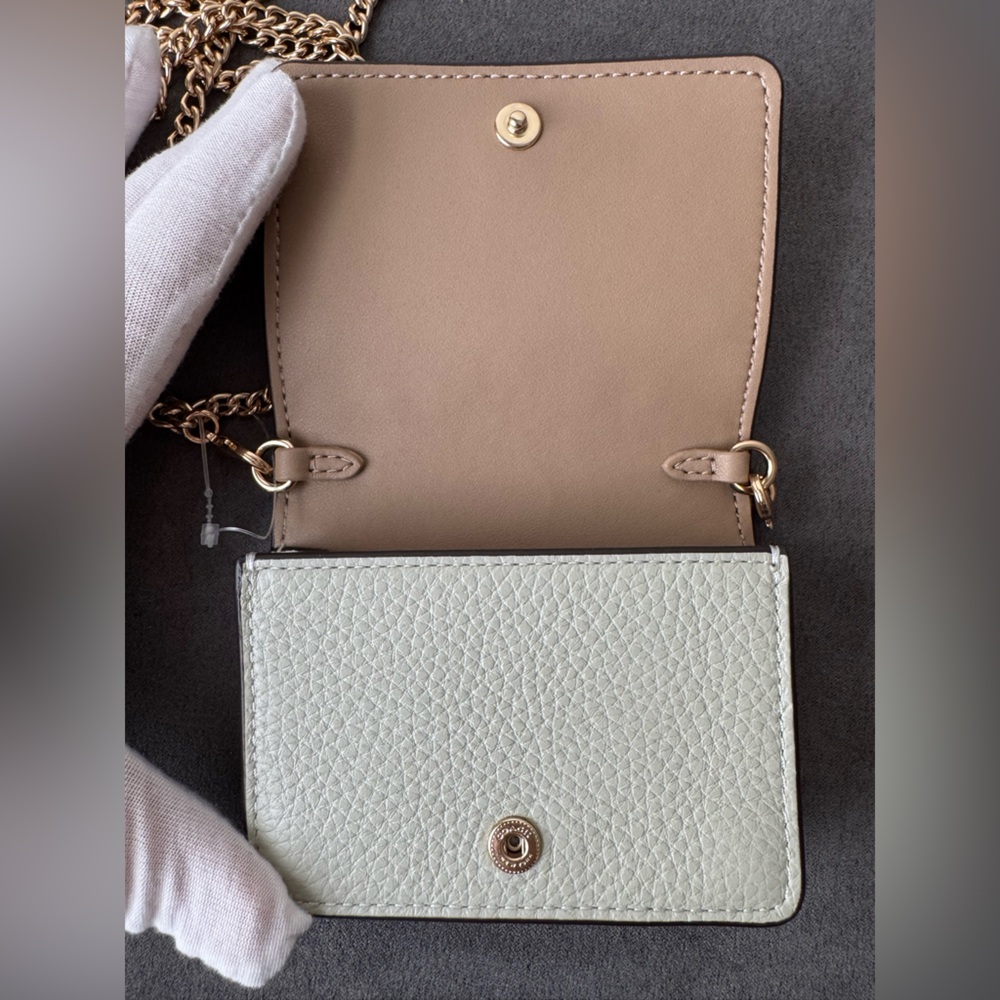Coach Mint Green Mini Wallet with Gold Chain NWT - Picture 4 of 9